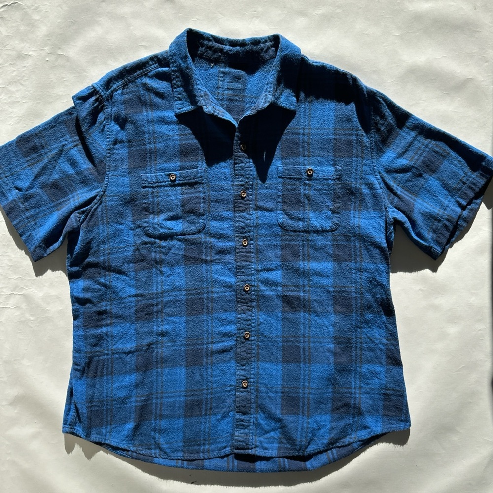 Vintage 70s 80s plaid SS flannel work shirt rockabilly Americana